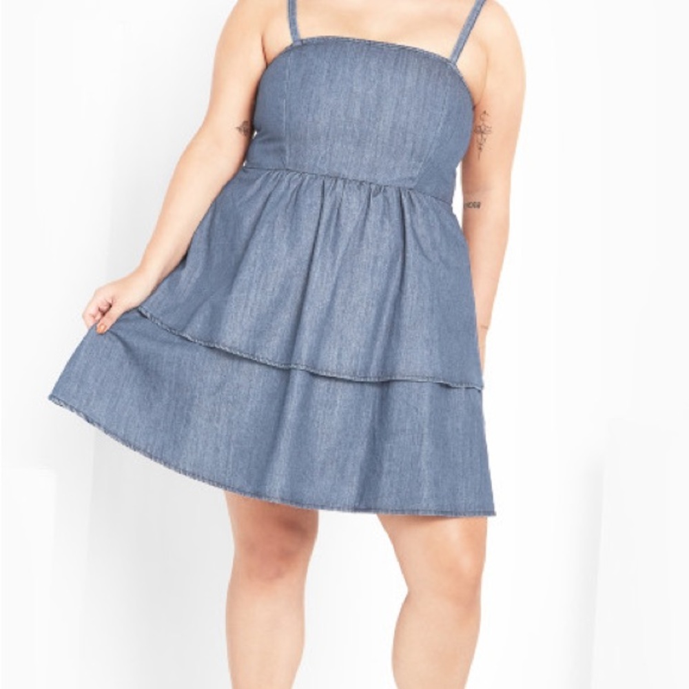 City Chic Blue Denim Mini Dress